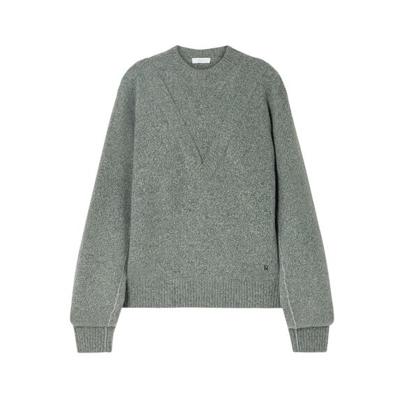 Paco Rabanne 'Layered' Green Wool Embellished Wool-Blend Sweater Size L - Picture 1 of 4